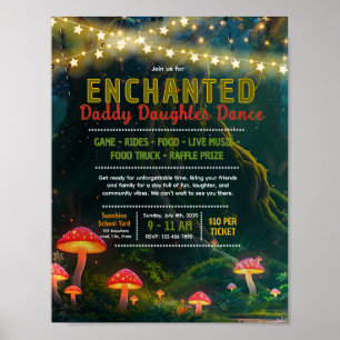 Poster Cartaz editável encantado da dança do pai e da fil