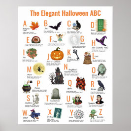 Poster Cartaz Elegante de ABC de Halloween | Estilo Vinta