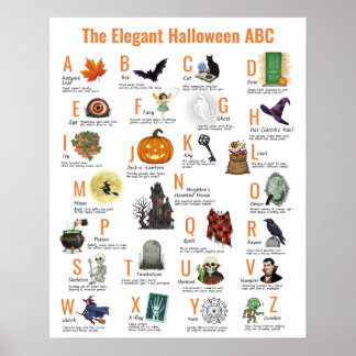 Poster Cartaz Elegante de ABC de Halloween | Estilo Vinta