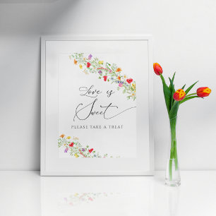 Poster Cartaz elegante de chuveiro de noiva floral, amor 