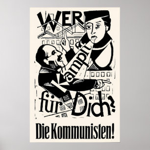 Poster Cartaz Eleitoral Alemão de 1928 KPD Quem luta por 
