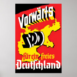 Poster Cartaz Eleitoral Alemão de 1949 Avante SPD - Por u