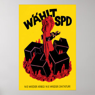 Poster Cartaz Eleitoral Alemão dos anos 1950 Nunca mais! 