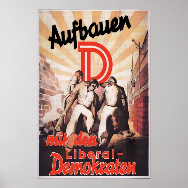 Poster Cartaz Eleitoral da RDA LDPD Reconstrua! Vote Libe (Frente)