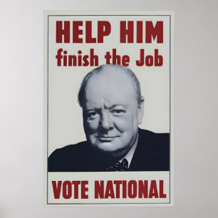 Poster Cartaz Eleitoral de 1945 do Partido Conservador Br