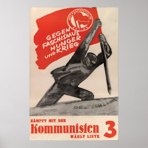 Poster Cartaz Eleitoral do Partido Comunista Alemão KPD C