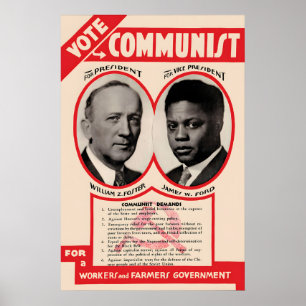 Poster Cartaz Eleitoral do Partido Comunista dos EUA, Wil