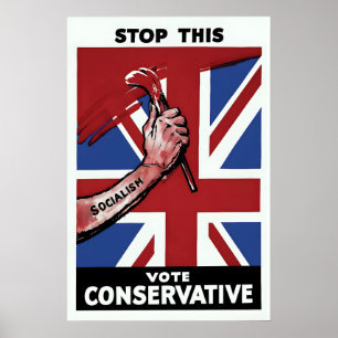 Poster Cartaz Eleitoral do Partido Conservador Britânico 