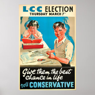Poster Cartaz Eleitoral do Partido Conservador Britânico 