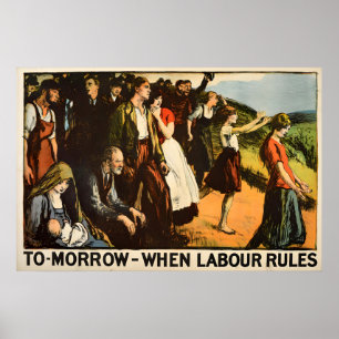 Poster Cartaz Eleitoral do Partido Trabalhista Britânico 