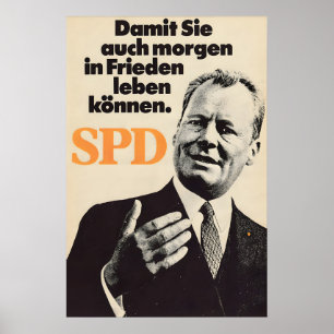 Poster Cartaz Eleitoral do SPD Alemão Também viva em paz