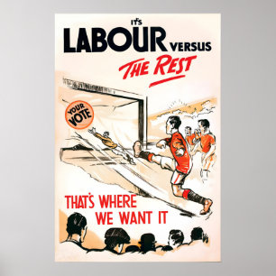 Poster Cartaz Eleitoral dos anos 1920 Partido Trabalhista