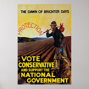 Poster Cartaz Eleitoral Partido Conservador Britânico O