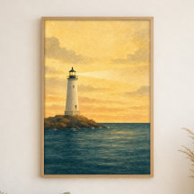 Cartaz em Aquarela do Farol ao Primeiro Luz