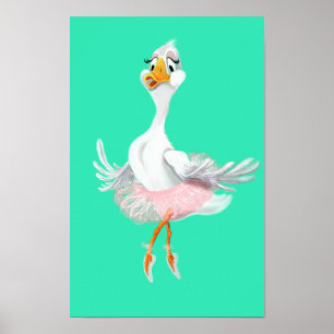 Poster Cartaz Engraçado com Pato Bailarina - Pintura