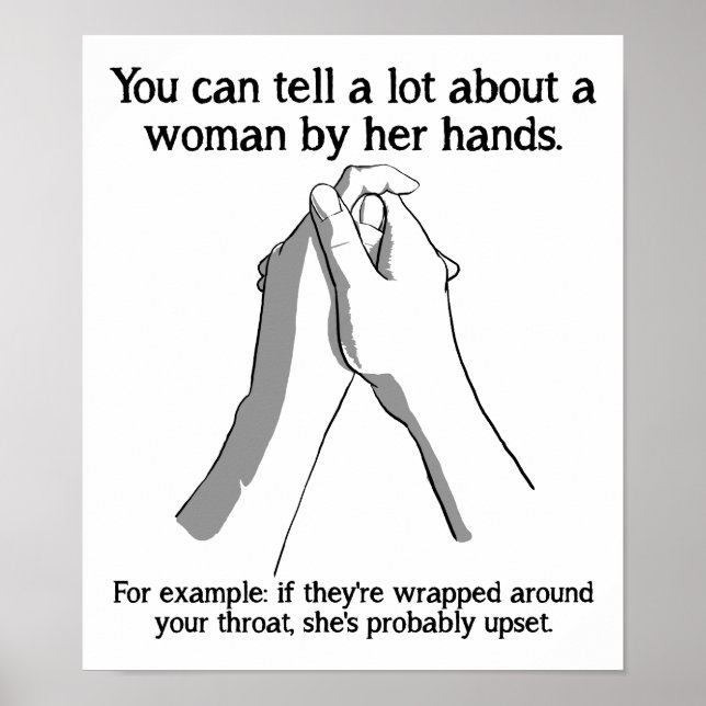 Pôster Cartaz Engraçado das Mãos da Mulher (Frente)
