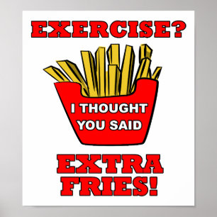 Poster Cartaz Engraçado de Batatas Fritas Extras