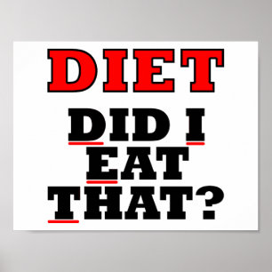 POSTER CARTAZ ENGRAÇADO DE DIETA