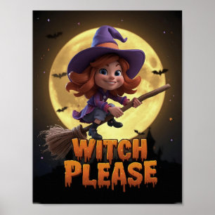 Poster Cartaz engraçado de Halloween - Witch Please