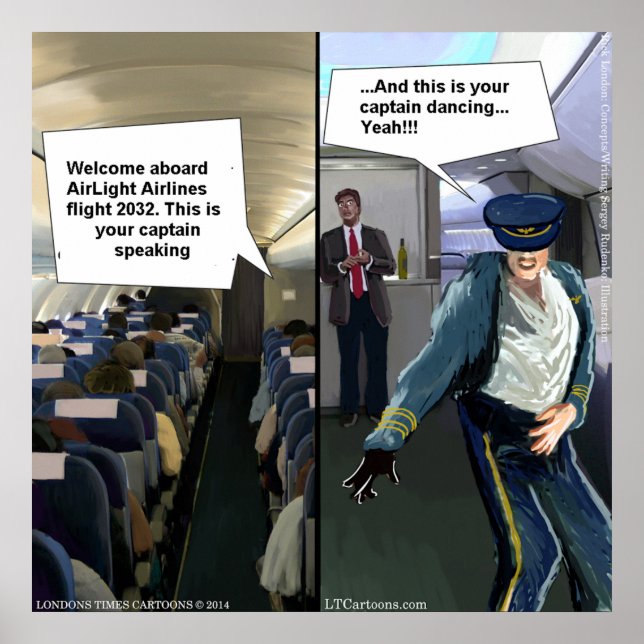 Pôster Cartaz Engraçado de Piloto Hipster (Frente)