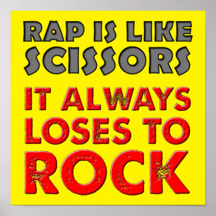 Pôster Cartaz Engraçado de Rap Versus Pedra Papel Tesoura