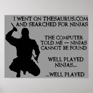 Poster Cartaz Engraçado dos Ninjas do Thesaurus