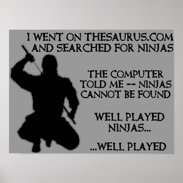Poster Cartaz Engraçado dos Ninjas do Thesaurus (Frente)