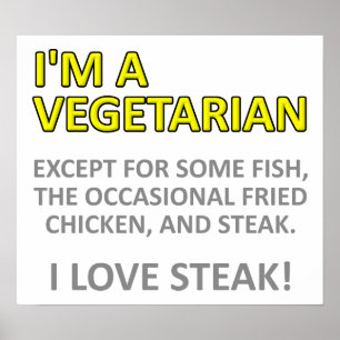 Poster Cartaz Engraçado Não Sou Realmente Vegetariano