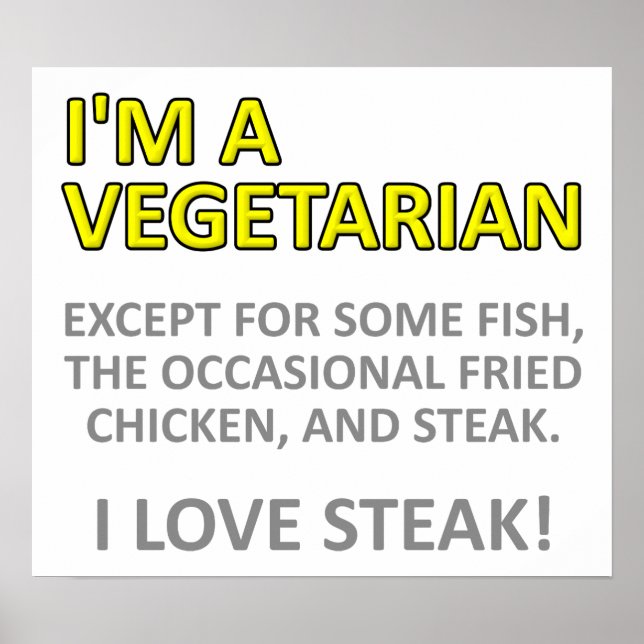Poster Cartaz Engraçado Não Sou Realmente Vegetariano (Frente)