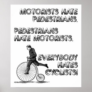 Pôster Cartaz Engraçado Odeio Ciclistas