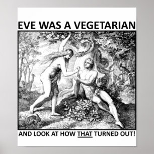 Poster Cartaz Engraçado Vegetariano da Eva