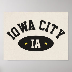 Poster Cartaz Esportivo Vintage da Cidade de Iowa