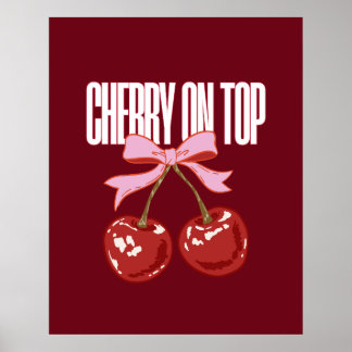 Poster Cartaz Estético Chique Cereja no Topo 24"x30"