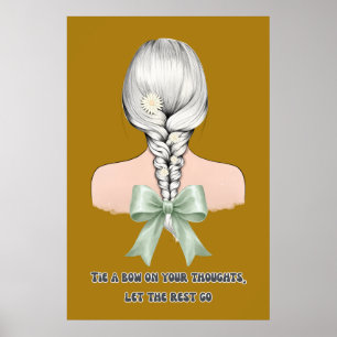 Poster Cartaz Estético de Autocuidado com Laço e Margarid