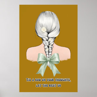 Poster Cartaz Estético de Autocuidado com Laço e Margarid