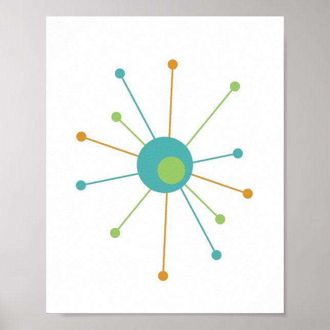 Pôster Cartaz Estilo Meados do Século Moderno com Estrela (Frente)