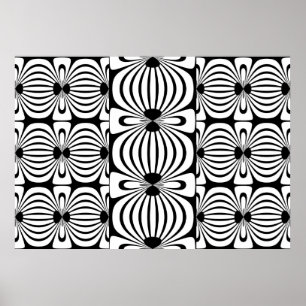 Poster Cartaz Estilo Preto e Branco Abstrato Bloom 3
