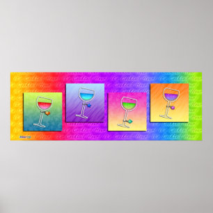 Pôster Cartaz, Faixa - Vinho Pop Art