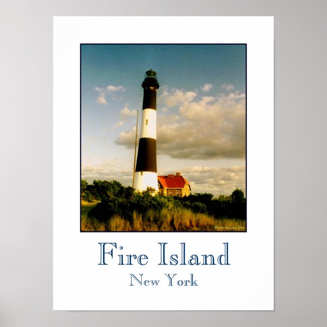 Poster Cartaz 'Farol da Ilha Fire ao Pôr do Sol' (Frente)