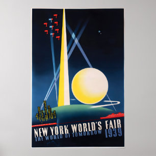 Poster Cartaz Feira Mundial de Nova York 1939 O mundo de