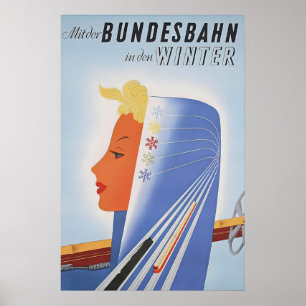 Poster Cartaz Ferrovias Alemãs -Bundesbahn Também em
