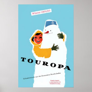 Poster Cartaz Ferrovias Alemãs -Touropa Inverno 195960