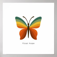 Cartaz Float Hope Retro Rainbow Butterfly 12x12