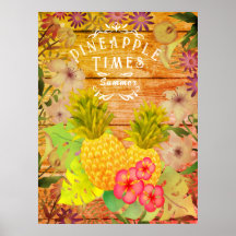 Cartaz Floral de Abacaxi Pinheiro