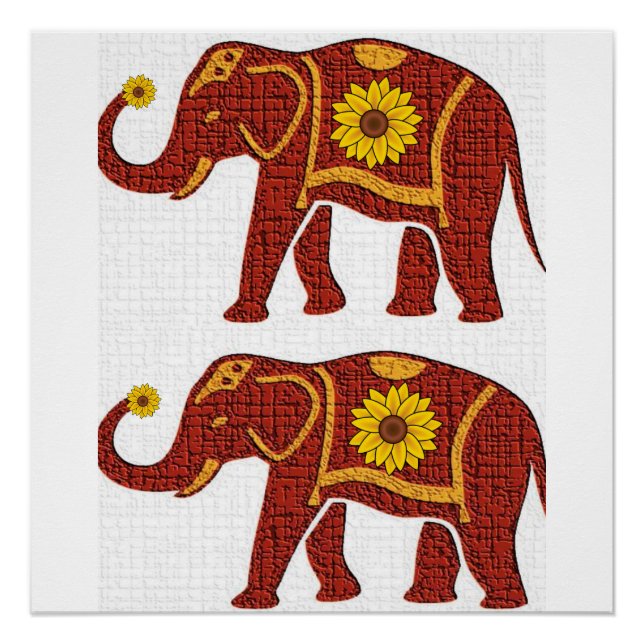 Pôster Cartaz Floral de Elefante (Frente)