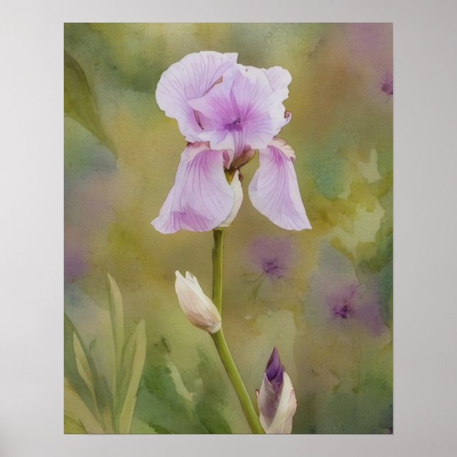 Poster Cartaz Floral de Flor de Íris Roxa Arte (Frente)