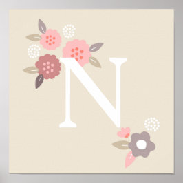Poster Cartaz floral monograma