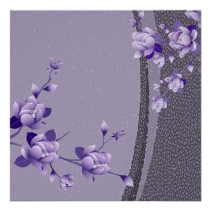 Pôster Cartaz Floral Roxo