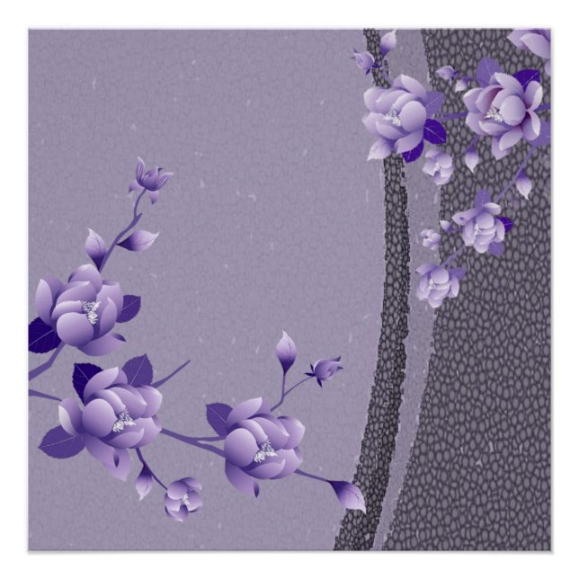 Pôster Cartaz Floral Roxo (Frente)