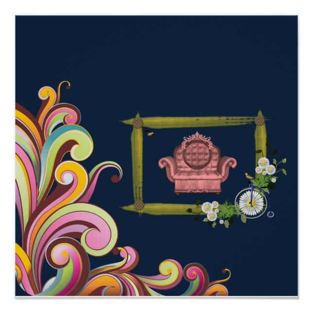 Pôster Cartaz Floral Vitoriano (Frente)